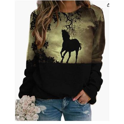 Herbst Pferd Sweatshirts Tier 3D Druck Hoodies Frauen Mode Langarm Y2k Hoodie Übergroßen Pullover Tops Weibliche Kleidung So ist Leben