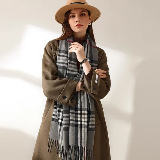 Warmer Winterschal, langer Schal mit Karomuster für Damen, weiches Wärmespeicherungssign, unverzichtbar für kaltes Wetter So ist Leben