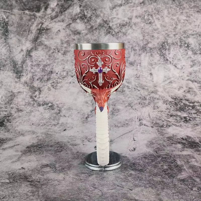 Klassischer Edelstahl‑Kelch mit Drachenmotiv und Strukturdesign So ist Leben