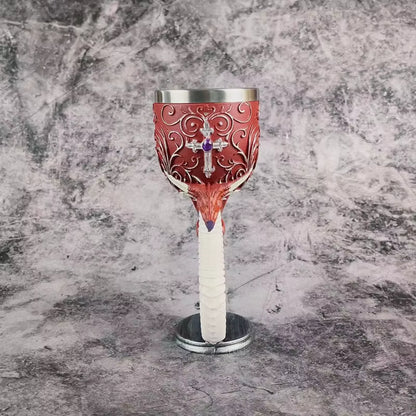Klassischer Edelstahl‑Kelch mit Drachenmotiv und Strukturdesign So ist Leben