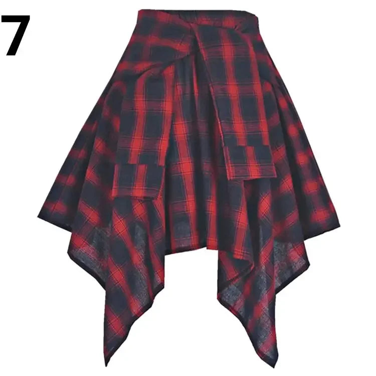 Plaid Rock Frauen Plissee Schnür Krawatte Minirock y2k Streetwear Harajuku Vintage unregelmäßige Sport Straße Frauen Furz Vorhang So ist Leben