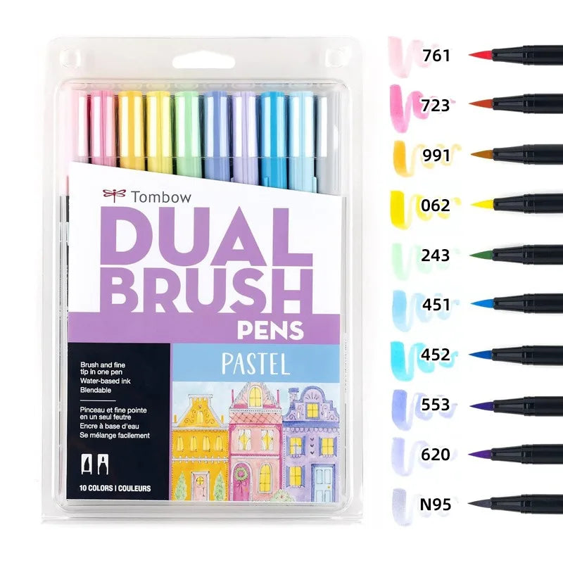 Tombow Aquarell-Marker-Set, 10-teilig, ABT-Nylon, weiche Spitze, Doppelpinselstift, ungebunden, ungiftig, sicheres Zeichenhandbuch, japanisches Briefpapier So ist Leben