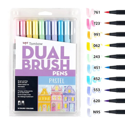 Tombow Aquarell-Marker-Set, 10-teilig, ABT-Nylon, weiche Spitze, Doppelpinselstift, ungebunden, ungiftig, sicheres Zeichenhandbuch, japanisches Briefpapier So ist Leben