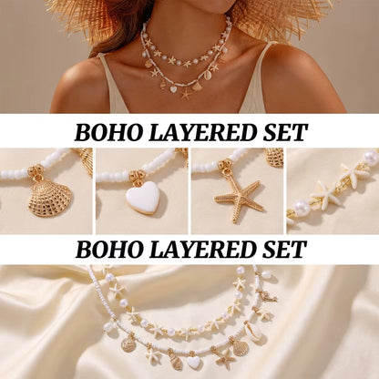 Boho Halskette mit Muschel‑Seestern‑Anhänger für Frauen So ist Leben