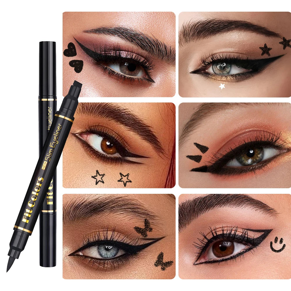 Fit Colors Double-Ended Star Stamp Eyeliner-Set, wasserdicht und schweißfest, Love Plum verzierte Augenecken und Enden So ist Leben
