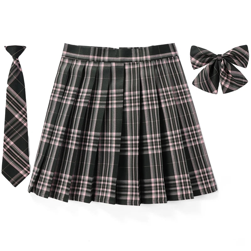 Frauen Hohe Taille Gefaltete Rock Plaid Krawatte Sommer Neue Harajuku Preppy Mini EINE Linie Japanische Schule Uniformen Mädchen Kawaii Rock So ist Leben