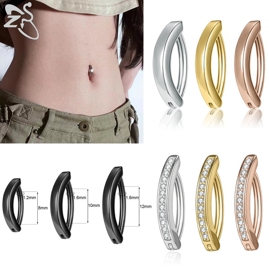 ZS 1 PC 14G/16G Edelstahl Clicker Bauchnabel Ring Frauen Gold Farbe Reverse gebogene Nabel Barbell Körper Schmuck 8/10/12 MM So ist Leben