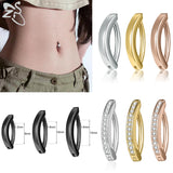 ZS 1 PC 14G/16G Edelstahl Clicker Bauchnabel Ring Frauen Gold Farbe Reverse gebogene Nabel Barbell Körper Schmuck 8/10/12 MM So ist Leben