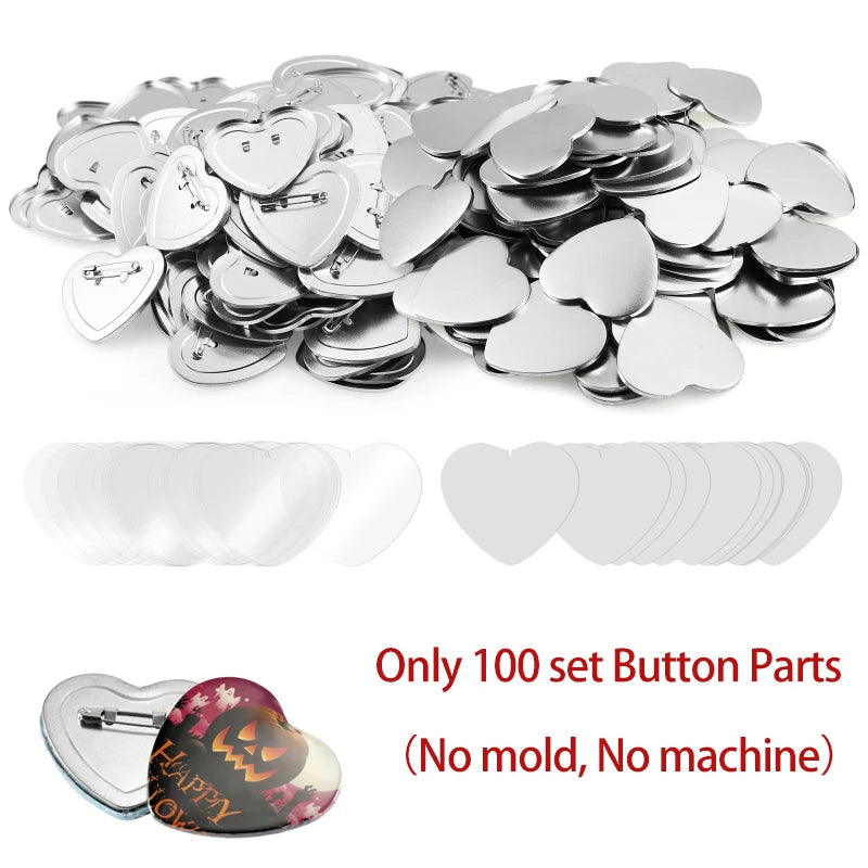 Button Maker Maschine Herzform Form 100 Set Knopfteile für Pin Badge Press Maker Slide Rail Maschine DIY Herstellung 57 * 53 mm So ist Leben