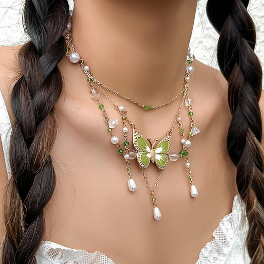 Gothic Schmetterling Halskette mit Metallkette - So ist Leben