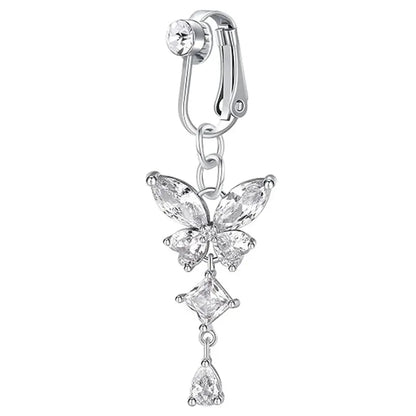 Clip On Bauchnabelring Schmetterling Kupfer Zirkon Rosa Fake Bauchnabelpiercing Nabelschnur Nabel Körperschmuck Trendiger Modestil So ist Leben