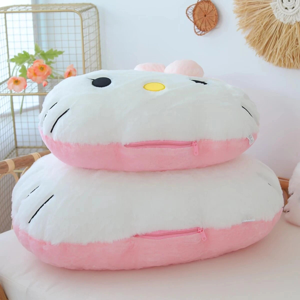 Sanrio Bequeme Hello Kitty Plüschtiere, weiches Umarmungskissen, gefülltes Anime-Rückenkissen, Sofa, Bett, große Plüschtiere, Weihnachtsgeschenk für Mädchen So ist Leben