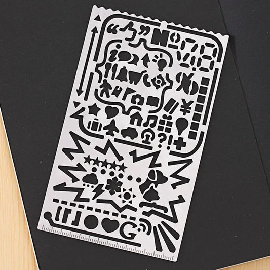 2 teile/satz Vintage Tragbare Edelstahl Schablonen Hohl Lineal Planer Reise Tagebuch Notebook DIY Werkzeug Vorlage Geschenk Schreibwaren So ist Leben