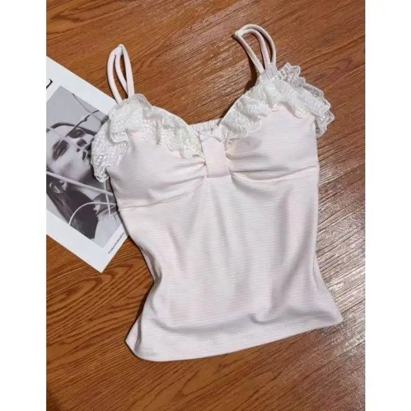 Vintage japanische Lolita ärmellose Rüschenwesten für Damen, süßes Harajuku-Tanktop im Y2K Fairy Grunge Stil, lässiges Outfit für Teenager-Mädchen So ist Leben