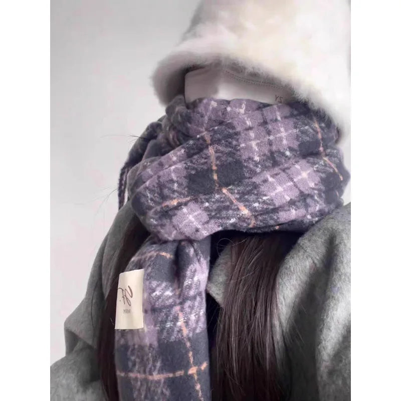 Retro koreanischen Stil Damen Schal Winter warm Quastenbesatz Nachahmung Kaschmir Schal Wrap Polyester frisch süß cremiger Stil So ist Leben
