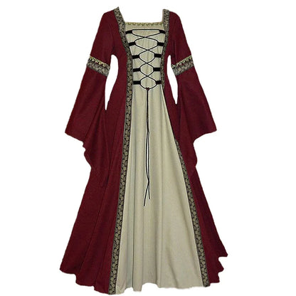 Halloween Frauen Europäischen Mittelalterlichen Gericht Phantasie Vampir Cosplay Kostüm Karneval Vintage Trägerlosen Langarm Elegantes Kleid So ist Leben