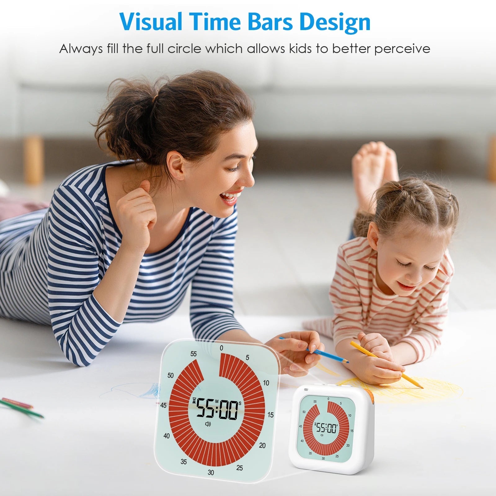 ORIA Visueller Timer, digitaler Countdown-Timer, 60 Minuten, leises Klassenzimmer-Timer-Management-Tool für Zuhause, Schule, Büro, Küche So ist Leben