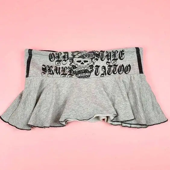 Kawaii Damen Miniröcke Einfarbig Y2k Punk Sexy Slim Streetwear Bogen Faltenrock Emo Mädchen Gothic Damen Kleidung Vintage So ist Leben