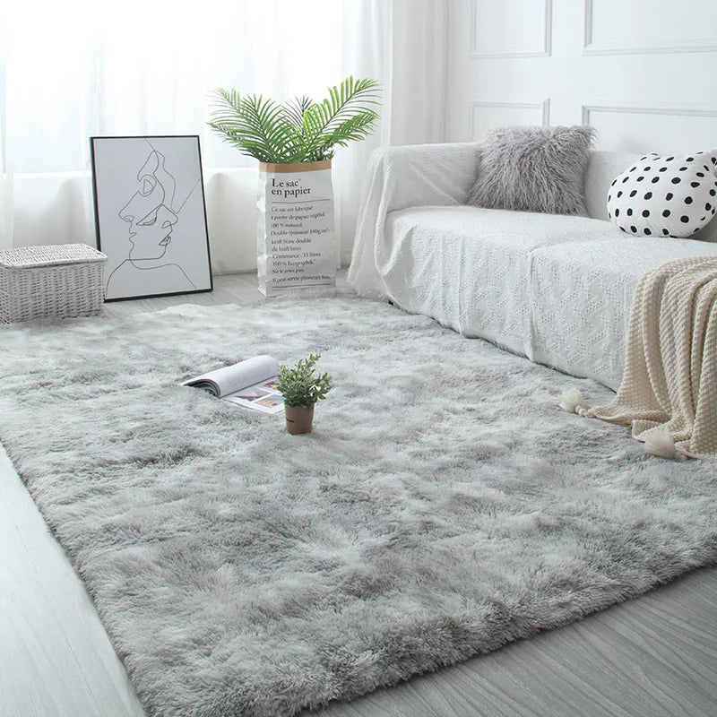 Weißer flauschiger Flurteppich Modernes Wohnzimmer - So ist Leben