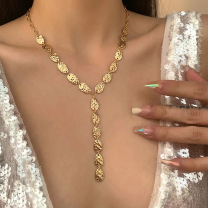 Vintage Runde Pailletten Lange Quasten Anhänger Halskette für Frauen Neue Trend Boho Sexy Brust Kette Choker Hals Schmuck Zubehör So ist Leben