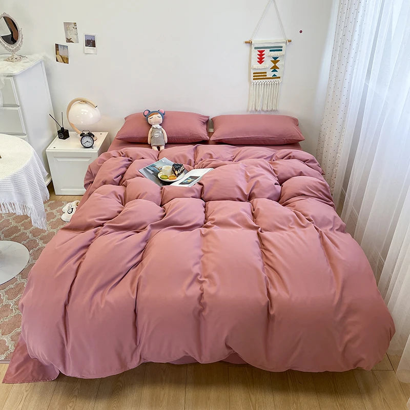 Schwarzes Bettwäsche set weiches Bettwäsche set gewaschener Baumwoll bett bezug Kissen bezug und Bettlaken постельное бельё набор Home Bettwäsche So ist Leben