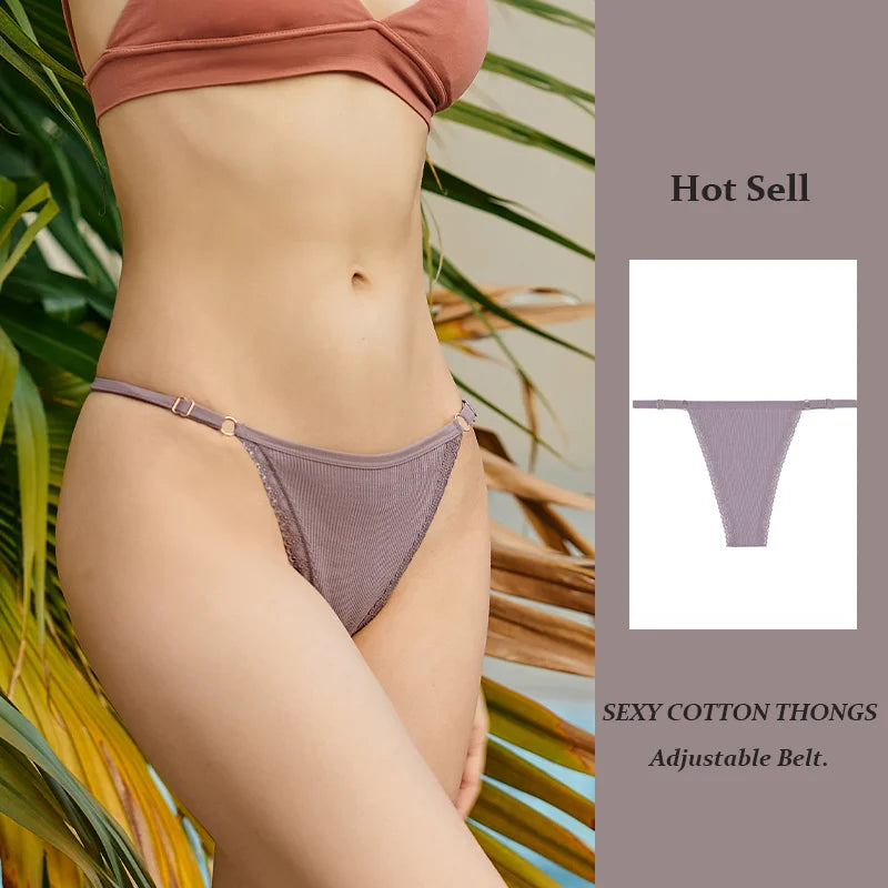 Sexy Frauen Baumwolle Tangas verstellbaren Gürtel nahtlosen Höschen atmungsaktive niedrige Taille Dessous weibliche weiche einfarbige Intimates So ist Leben