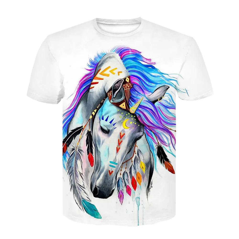 Neue 3d Tier T Hemd Männer Pferd Gedruckt Harajuku Casual Punk Rock Mode Streetwear O Neck Sportliche Atmungsaktive Leichte So ist Leben