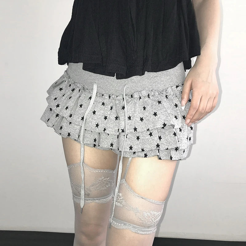 Genayooa Y2k Japanischen Rock Frauen Dot Mini A-linie Plissee Röcke Streetwear Koreanischen Stil Unregelmäßige Röcke E-mädchen Kurzen rock So ist Leben