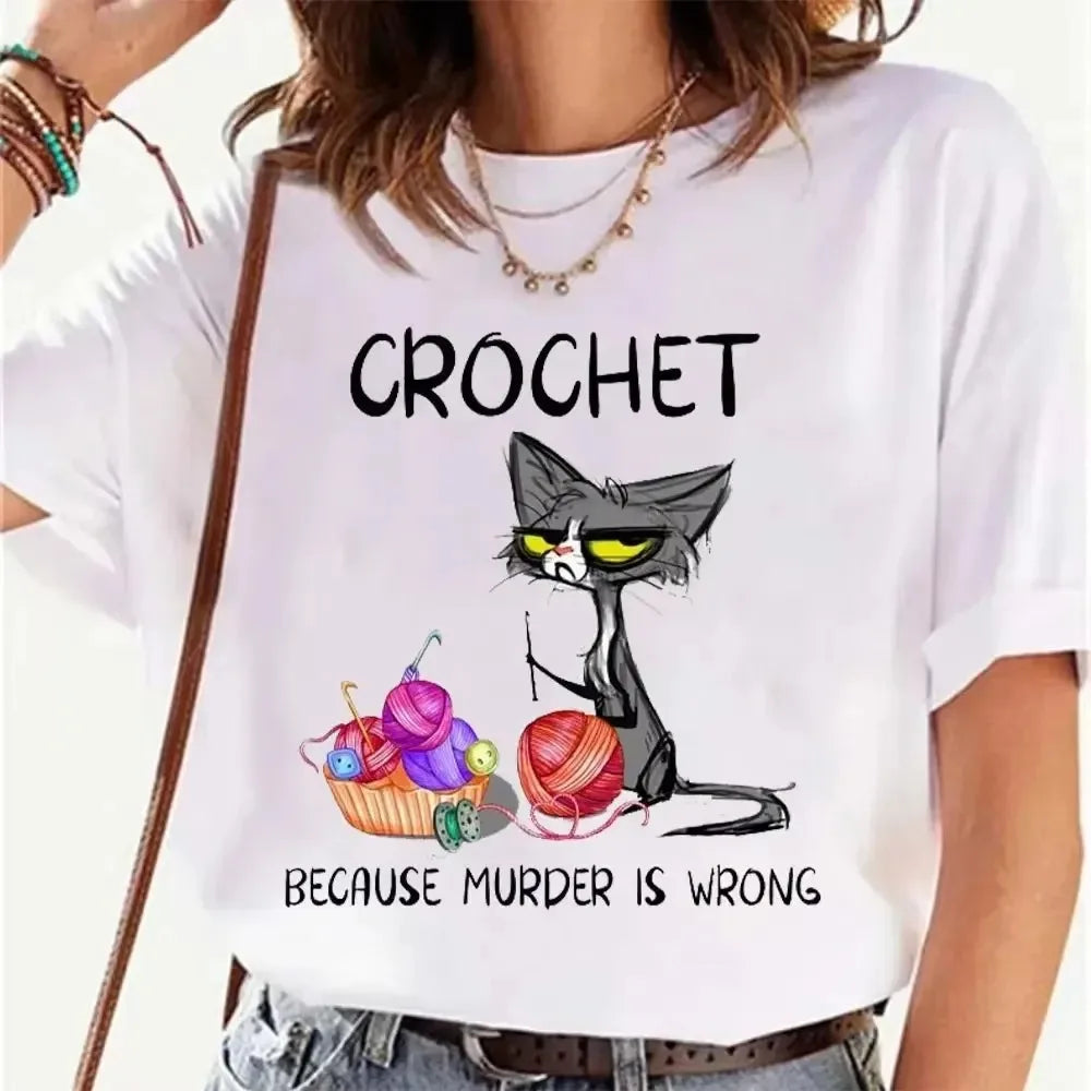 ICH Wollen Kaffee T Shirt Frauen Lustige Katze T-shirt Sommer Kurzarm Y2k Tops Mode Hip Hop Tees Kleidung So ist Leben