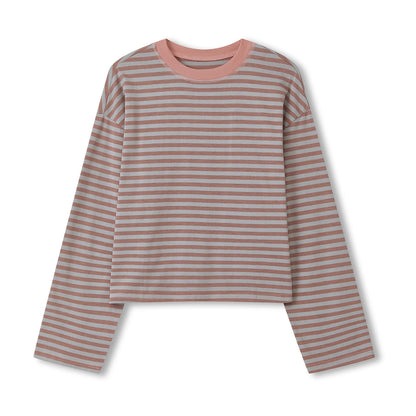 Frauen Langarm Shirts Rundhals Lose Sweatshirts Damen Herbst Casual Gestreiften Top Streetwear So ist Leben