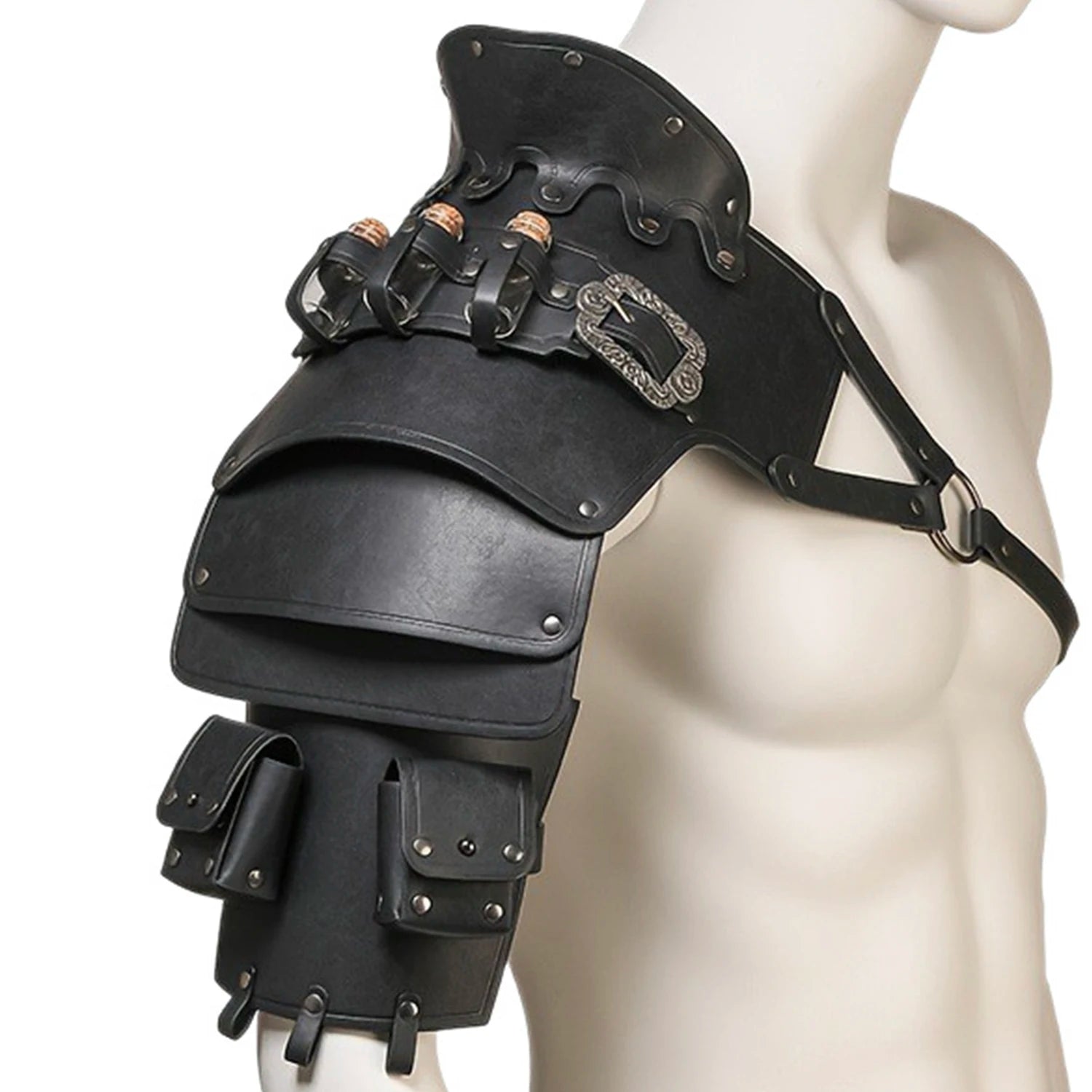 Mittelalterlicher Wikinger-Krieger, Ritter, Schulterpanzer, Gladiator, Piraten-Pauldrons, Steampunk, Vintage-Stil, PU-Leder, Spaulders, Cosplay-Kostüm So ist Leben