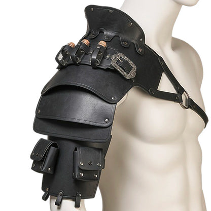 Mittelalterlicher Wikinger-Krieger, Ritter, Schulterpanzer, Gladiator, Piraten-Pauldrons, Steampunk, Vintage-Stil, PU-Leder, Spaulders, Cosplay-Kostüm So ist Leben