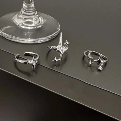 Vintage Unregelmäßige Kreuz Stern Offenen Ring für Frauen Männer Punk Gothic Silber Farbe Einstellbar Paar Ringe Y2K Egirl Schmuck Geschenk So ist Leben