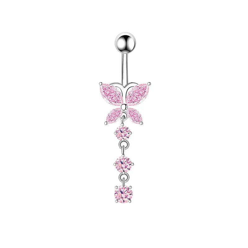 1PCS Rosa Krone Bauchnabel Ringe Schmuck Edelstahl Herz Nabel Piercing Barbell Kristall Nette Bauch Ringe Für Frauen Mädchen So ist Leben