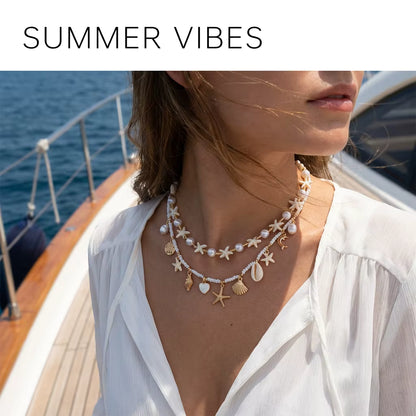 Boho Halskette mit Muschel‑Seestern‑Anhänger für Frauen So ist Leben