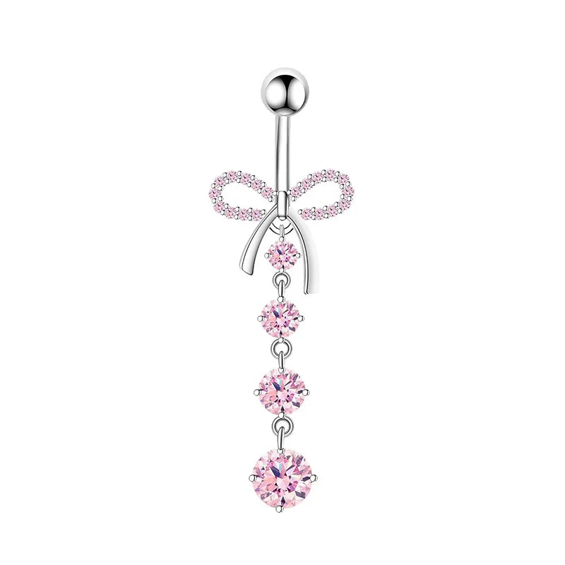 1PCS Rosa Krone Bauchnabel Ringe Schmuck Edelstahl Herz Nabel Piercing Barbell Kristall Nette Bauch Ringe Für Frauen Mädchen So ist Leben