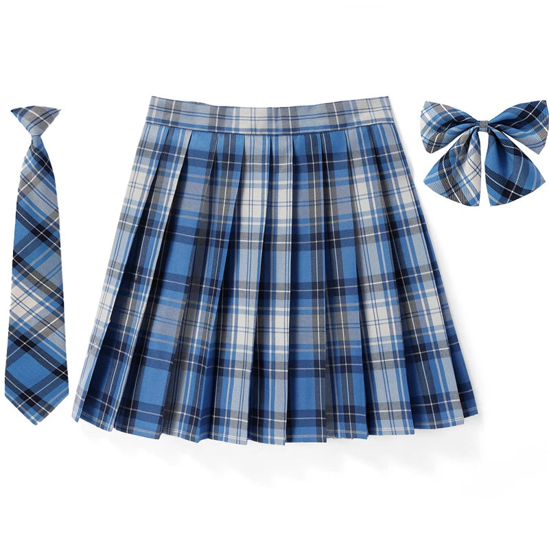 Frauen Hohe Taille Gefaltete Rock Plaid Krawatte Sommer Neue Harajuku Preppy Mini EINE Linie Japanische Schule Uniformen Mädchen Kawaii Rock So ist Leben