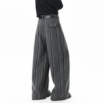 IEFB Nische Design männer Casual Hosen Gestreiften Kontrast Farbe Woolen Plissee Lose Gerade Breite Bein Casual Männliche Hosen 9X1633 So ist Leben