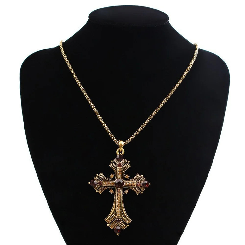 Neue Vintage Gold Kreuz Strass Halskette Y2k Millennium Süße Coole Lange Schlüsselbein Würzige Mädchen Halskette Geschenk So ist Leben