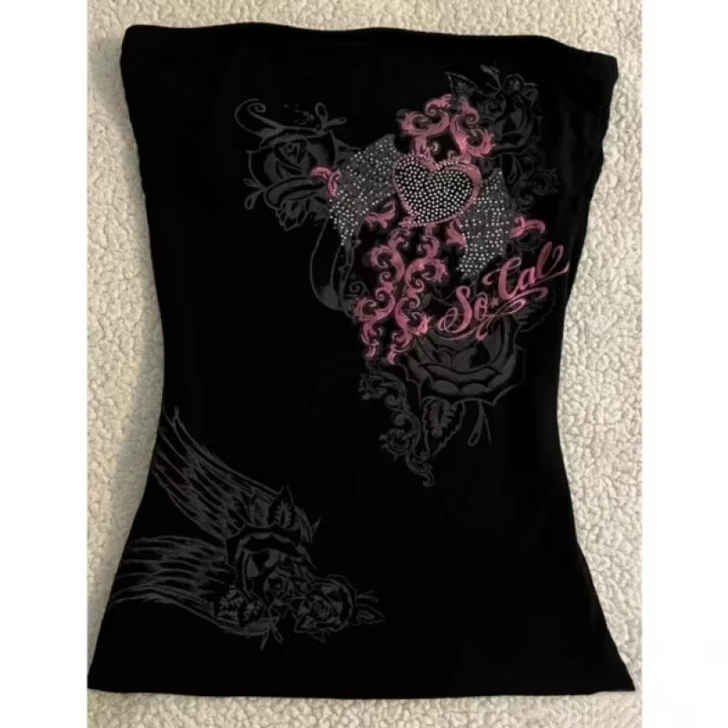Retro-Design, Verkauf von Strasssteinen, herzförmigen Flügeln, Druck, Trendstil, interessantes Design, Biya-Stil, Taille, schlank, Verkauf von Damen So ist Leben