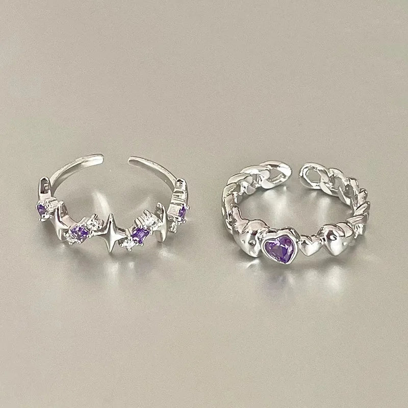 Vintage Unregelmäßige Kreuz Stern Offenen Ring für Frauen Männer Punk Gothic Silber Farbe Einstellbar Paar Ringe Y2K Egirl Schmuck Geschenk So ist Leben