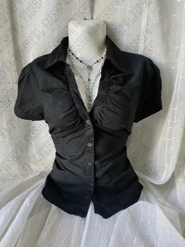 Vintage Ästhetische Frauen Persönlichkeit Y2K Schlanke Kleidung Mode Shirts Harajuku Kurzarm Tops Weibliche Heiße Klassische Casual Tee - So ist Leben