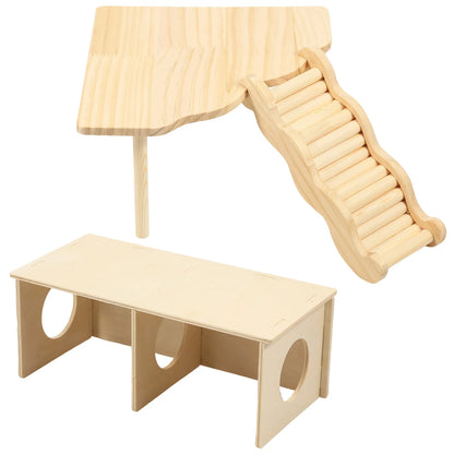 4-teiliges Hamster-Plattform-Set mit Leiter, Versteck, Holzspielhaus und Klettertreppe für Kleintiere wie Hamster, Ratten, Gerbils, Chinchillas und Mäuse So ist Leben