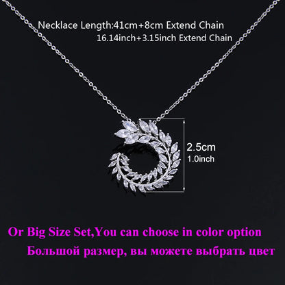 Zwei Größe Neue Design Luxus AAA Zirkon Olivenzweig Ohrringe und Anhänger Schmuck Sets Für Mode Frauen Hochzeit Schmuck Set AS128 So ist Leben