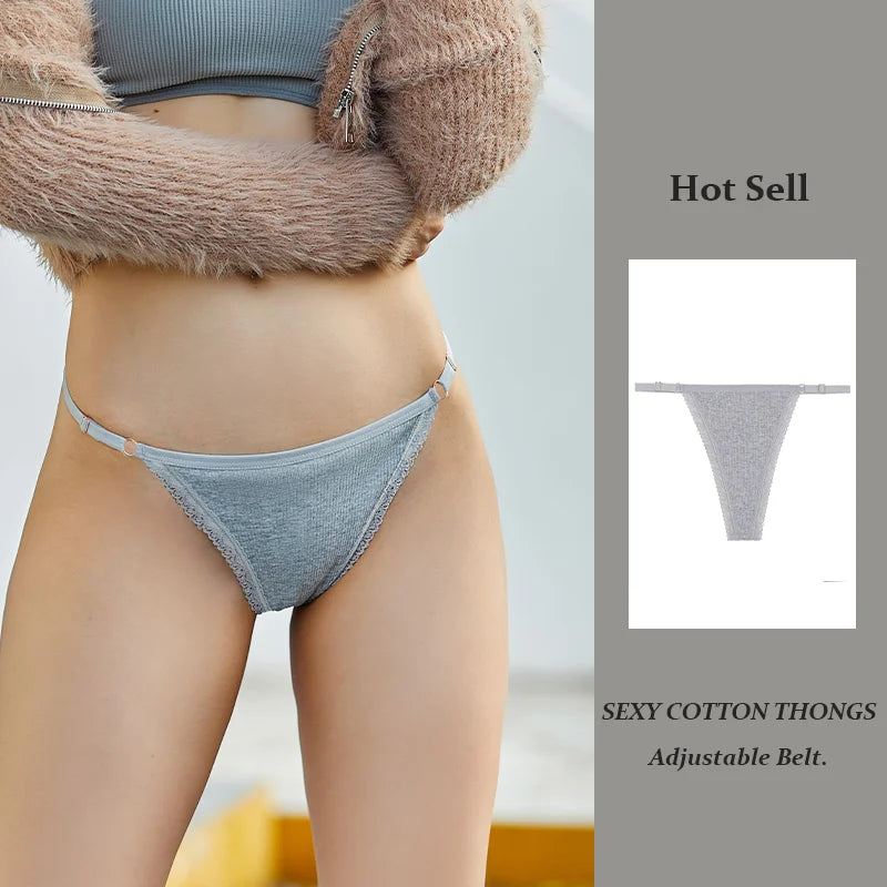Sexy Frauen Baumwolle Tangas verstellbaren Gürtel nahtlosen Höschen atmungsaktive niedrige Taille Dessous weibliche weiche einfarbige Intimates So ist Leben