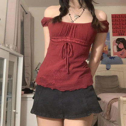 Fee Grunge Y2k Hemden Vintage Grafik druck ästhetische Ernte Tops Kurzarm Spitze 90er Jahre e Mädchen Slim Fit Sommer ausgehen T-Shirts So ist Leben
