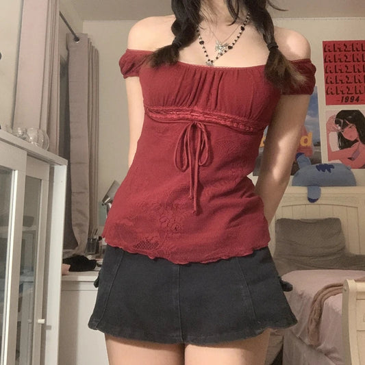 Fee Grunge Y2k Hemden Vintage Grafik druck ästhetische Ernte Tops Kurzarm Spitze 90er Jahre e Mädchen Slim Fit Sommer ausgehen T-Shirts So ist Leben