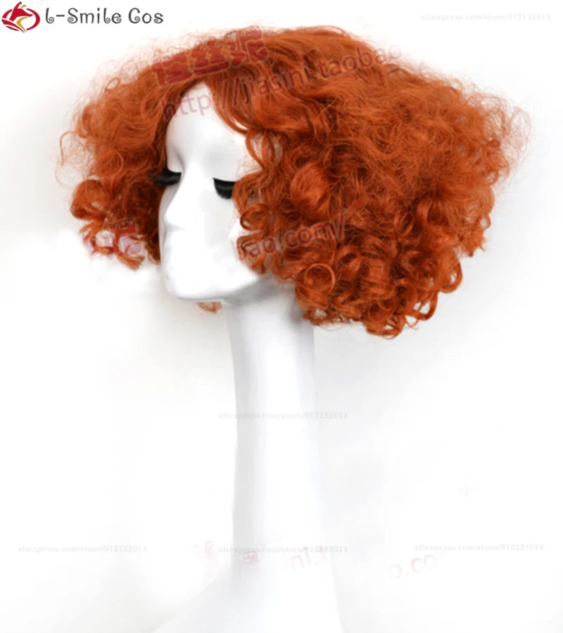 Mad Hatter Cosplay Perücken Kurze Orange Rot Lockige Perücke Hitzebeständige Synthetische Haar Karneval Party Cosplay Perücken + Perückenkappe So ist Leben