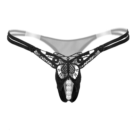 Schmetterling mit Perlen Tangas Frauen Sexy G String Sexy Unterwäsche Tangas Damen Spitze Dessous Sexy Transparente Höschen So ist Leben