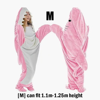 Cartoon Shark Decke Hoodie Frauen Kigurumi Overall Kinder Eltern Mit Kapuze Warme Flanell Lustige Homewear Shark Onesie Schlafsack - So ist Leben